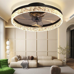 Loftlampe med lys 19,5″ dæmpbar led 3 farve 6 hastigheder timing vendbare blade med fjernbetjening, husholdningsventilator lysek