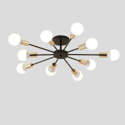 10-lys 10-hoved vintage metal semi flush mount loftslampe led nordisk personlighed og kreativ stil stue spisestue belysning male