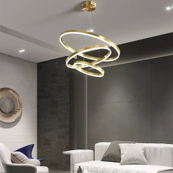 3-Ring LED Lysekrone – Justerbar 40/60/80cm akryldesign til køkken & stue