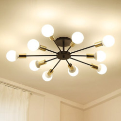 10-lys 10-hoved vintage metal semi flush mount loftslampe led nordisk personlighed og kreativ stil stue spisestue belysning male