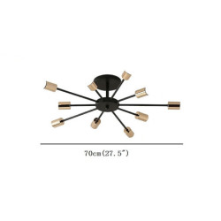 10-lys 10-hoved vintage metal semi flush mount loftslampe led nordisk personlighed og kreativ stil stue spisestue belysning male