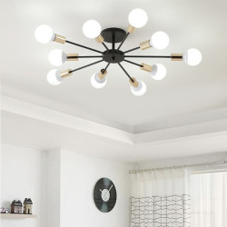 10-lys 10-hoved vintage metal semi flush mount loftslampe led nordisk personlighed og kreativ stil stue spisestue belysning male