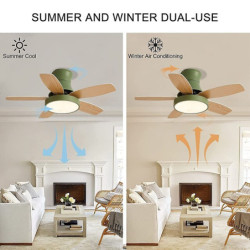 Loftlampe med lys 41″ dæmpbar led 3 farve 6 hastigheder timing vendbare blade med fjernbetjening, husholdningsventilator lysekro