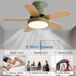 Loftlampe med lys 41″ dæmpbar led 3 farve 6 hastigheder timing vendbare blade med fjernbetjening, husholdningsventilator lysekro