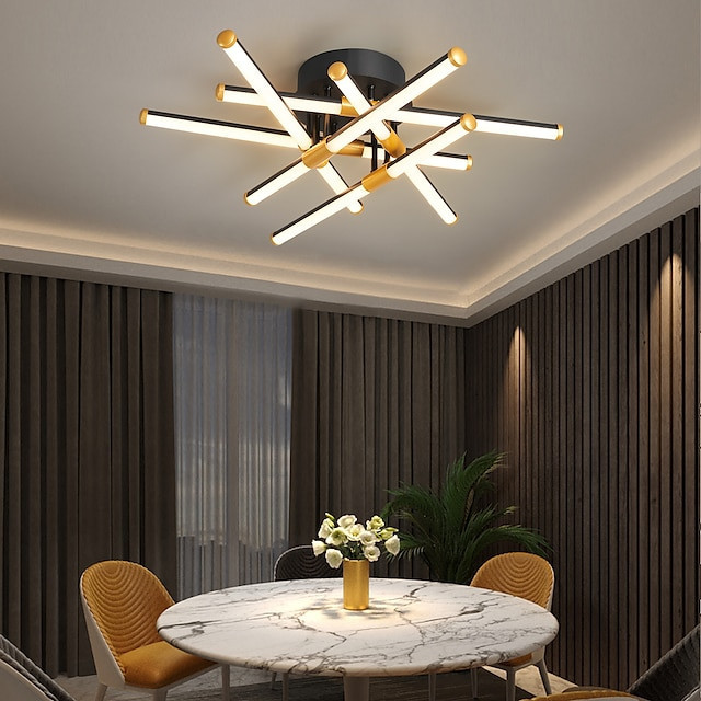 led loftslys 60/90cm geometri design dæmpbar aluminium malet finish luksuriøs moderne stil spisestue soveværelse pendel kun dæmp