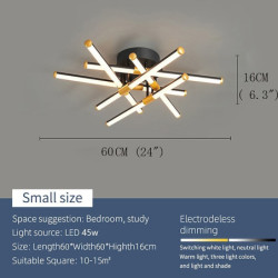 led loftslys 60/90cm geometri design dæmpbar aluminium malet finish luksuriøs moderne stil spisestue soveværelse pendel kun dæmp