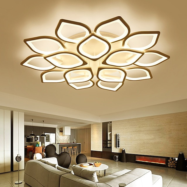 6/8/12/15 hoveder led loftslampe lotus design loftslampe moderne kunstnerisk metal akryl stil trinløs dæmpning soveværelse malet