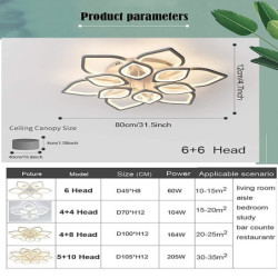6/8/12/15 hoveder led loftslampe lotus design loftslampe moderne kunstnerisk metal akryl stil trinløs dæmpning soveværelse malet