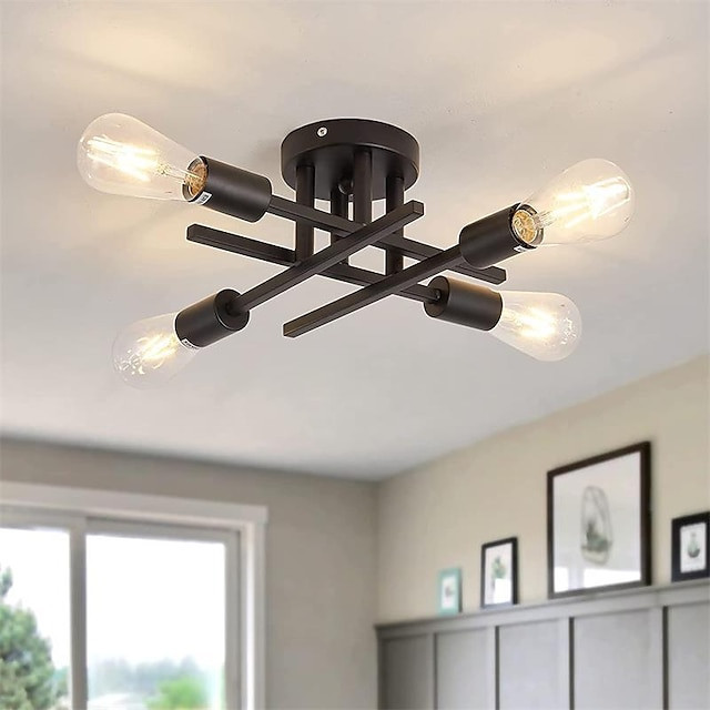 led loftslampe 4-lys 38 cm nordisk stil lysekrone sputnik design metal kunstnerisk stil industriel malet finish køkken soveværel
