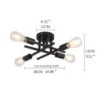 led loftslampe 4-lys 38 cm nordisk stil lysekrone sputnik design metal kunstnerisk stil industriel malet finish køkken soveværel
