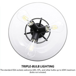 loftslampe moderne industrielt klart glas skærm 3 pærer mat sort semi flush mount loftlampe armatur til køkkenø spisebord entre