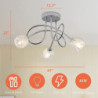 loftslampe 3-vejs moderne spotLyss med buet arm til stuen semi-flush mount armatur spotLys poleret krom med glasskærme (g9 pærer