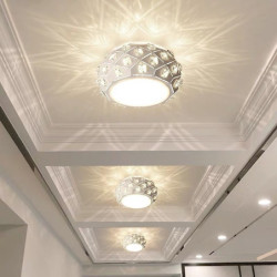16cm LED loftslampe krystal veranda lysgangskorridor lampe moderne rund desgin indbygget lys metallakeret finish