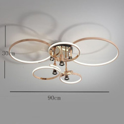 led loftslampe 50/60/90/110cm 2/3/5/6-lys ring cirkel design dæmpbar aluminium malet finish luksuriøs moderne stil spisestue sov