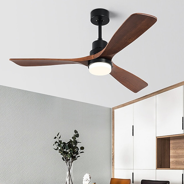 Loftlampe med lys ca & fjernbetjening 105/130cm dæmpbar 6 vindhastigheder moderne loftventilator til soveværelse, stue, lille væ