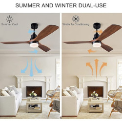 Loftlampe med lys ca & fjernbetjening 105/130cm dæmpbar 6 vindhastigheder moderne loftventilator til soveværelse, stue, lille væ