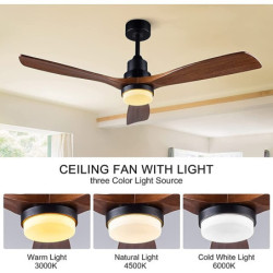 Loftlampe med lys ca & fjernbetjening 105/130cm dæmpbar 6 vindhastigheder moderne loftventilator til soveværelse, stue, lille væ