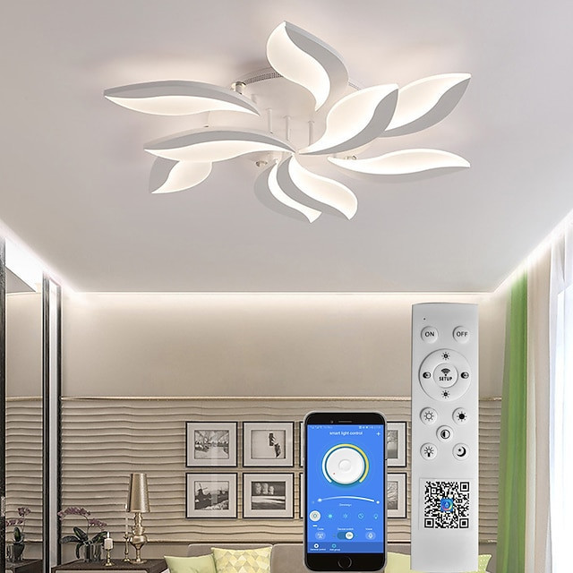 led loftslampe soveværelse lys app kontrol med trinløs dæmpning akryl loft panel lampe unik minimalistisk stue blomster design