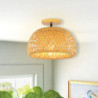 led loftslampe rattan boho lysarmaturer loftsmontering, rattan semi flush mount loftslampe med håndvævet bur lampeskærm, moderne