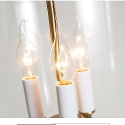 Industriel Glas Pendellampe – 3-lys i guld, sort & kobber