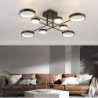 6/8 hoveder LED loftlampe moderne sort guld nordisk cirkel sputnik design metalmalet finish