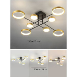 6/8 hoveder LED loftlampe moderne sort guld nordisk cirkel sputnik design metalmalet finish