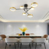 6/8 hoveder LED loftlampe moderne sort guld nordisk cirkel sputnik design metalmalet finish