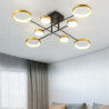 6/8 hoveder LED loftlampe moderne sort guld nordisk cirkel sputnik design metalmalet finish