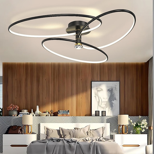 led loftslys 60/80/100cm 3-lys ring cirkel design dæmpbar aluminium malet finish luksuriøs moderne stil spisestue soveværelse pe