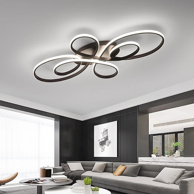 1-lys 60/80cm loftslampe led geometriske former flush mount lys metal malede finish moderne nordisk stil kontor stue kun dæmpbar