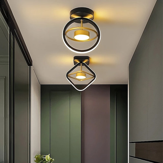24cm LED loftslampe moderne nordiske runde firkantede geometriske former veranda lys korridor midtgang indbyggede lys metal male