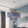 led pendel lysekrone med hvid strudsefjer enkelt let metal led pendel belysning moderne loft hængende lys til soveværelse hotel