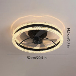 Loftlampe med lys 19,7″ dæmpbar led 3 farve 6 hastigheder timing vendbare blade med fjernbetjening, husholdningsventilator lysek