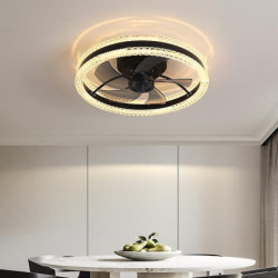 Loftlampe med lys 19,7″ dæmpbar led 3 farve 6 hastigheder timing vendbare blade med fjernbetjening, husholdningsventilator lysek
