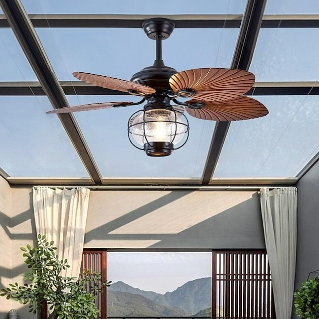 42/52-tommer tropisk Loftlampe udendørs indendørs vandtæt, 3-trins stille industriel Loftlampe lysekrone med fjernbetjening 6 ve