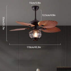 42/52-tommer tropisk Loftlampe udendørs indendørs vandtæt, 3-trins stille industriel Loftlampe lysekrone med fjernbetjening 6 ve