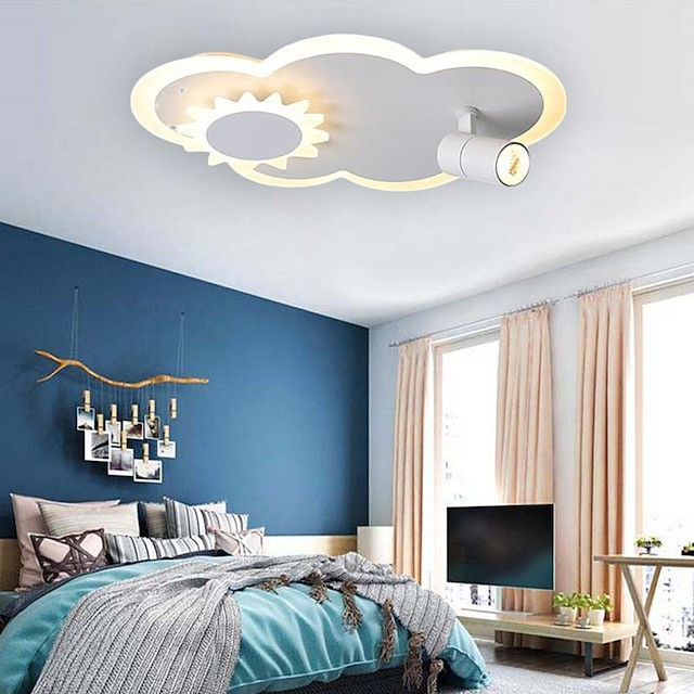 led loftslamper med spotLyss farve skyer formet dæmpbar børneværelse flush mount loftslampe metal træ baby værelse lysarmatur ti