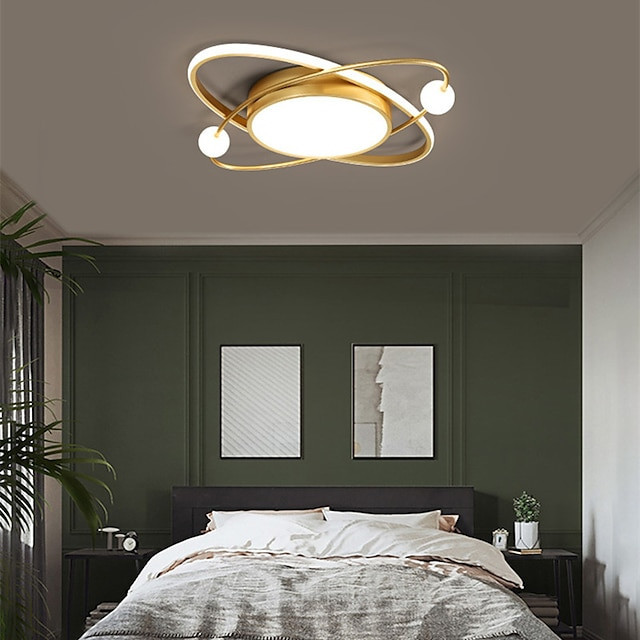 50/60cm ledet loftlampe guld planet design moderne geometriske figurer indbyggede lys metal malede finish juledekoration