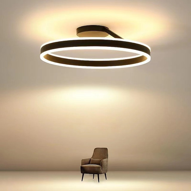 led loftslys 50cm 1-lys ring cirkel design dæmpbar aluminium malet finish luksuriøs moderne stil spisestue soveværelse pendel ku