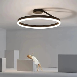 led loftslys 50cm 1-lys ring cirkel design dæmpbar aluminium malet finish luksuriøs moderne stil spisestue soveværelse pendel ku