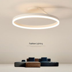led loftslys 50cm 1-lys ring cirkel design dæmpbar aluminium malet finish luksuriøs moderne stil spisestue soveværelse pendel ku