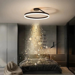 led loftslys 50cm 1-lys ring cirkel design dæmpbar aluminium malet finish luksuriøs moderne stil spisestue soveværelse pendel ku