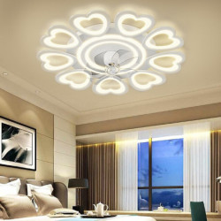 led Loftlampe, der kan dæmpes med fjernbetjening kontra blomsterdesign planmonteret loftslampe akryl lampeskærm lysekrone sovevæ