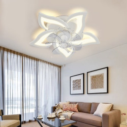 led Loftlampe, der kan dæmpes med fjernbetjening kontra blomsterdesign planmonteret loftslampe akryl lampeskærm lysekrone sovevæ