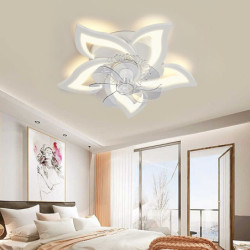 led Loftlampe, der kan dæmpes med fjernbetjening kontra blomsterdesign planmonteret loftslampe akryl lampeskærm lysekrone sovevæ
