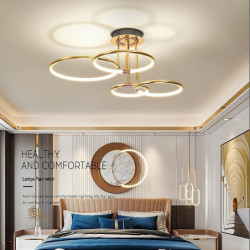 led pendel 60/75cm 3/4-lys ring cirkel design dæmpbar aluminium luksuriøs moderne stil spisestue soveværelse pendel kun dæmpbar