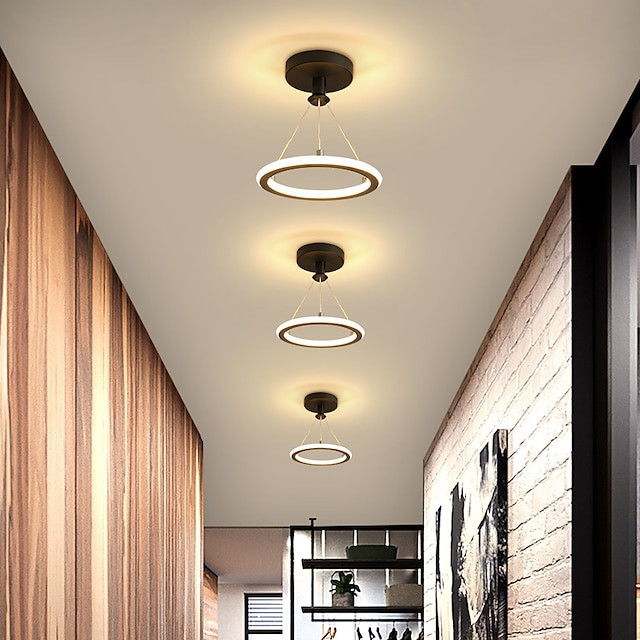 led loftslampe 1-lys 23cm ringdesign indbygningslys metal loftslys til korridor veranda bar kreativ loft balkonlamper varm hvid/