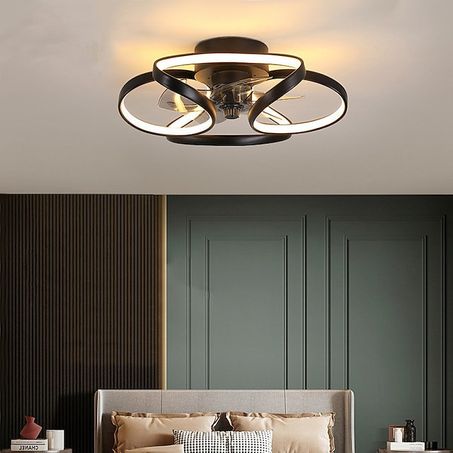 led Loftlampe, der kan dæmpes med fjernbetjening kontra blomsterdesign 55cm loftslampe, akryl lampeskærm, lysekrone soveværelse