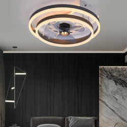 Loftlampe med lys flush-mount lavprofil indendørs Loftlampe, 19,5″ dæmpbare bladeløse Loftlampe med fjernbetjening, smarte 3 far
