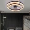 Loftlampe med lys flush-mount lavprofil indendørs Loftlampe, 19,5″ dæmpbare bladeløse Loftlampe med fjernbetjening, smarte 3 far